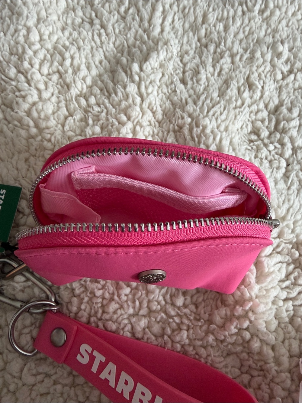 Starbucks Hot Pink Wristlet with Strawberry and Cup Charms - Picture 4 of 6